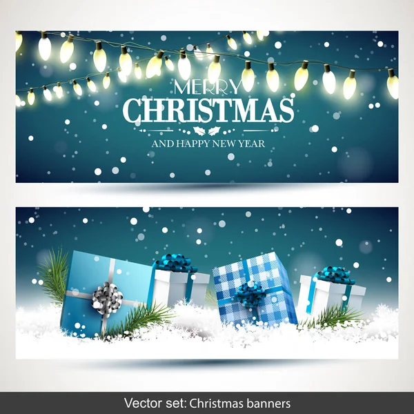 Ensemble vectoriel de deux bannières de Noël — Image vectorielle