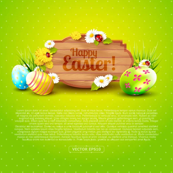 Linda tarjeta de felicitación de Pascua — Vector de stock