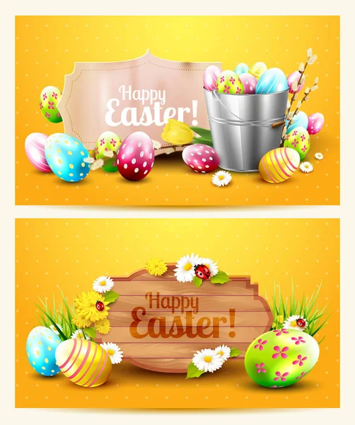 Easter horizontal headers — Stock Vector