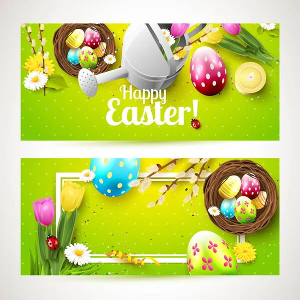 Easter horizontal headers — Stock Vector