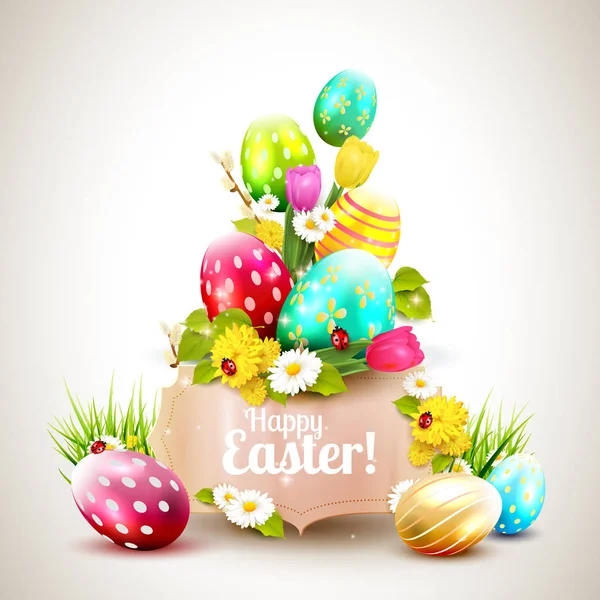 Tarjeta de felicitación de Pascua — Vector de stock