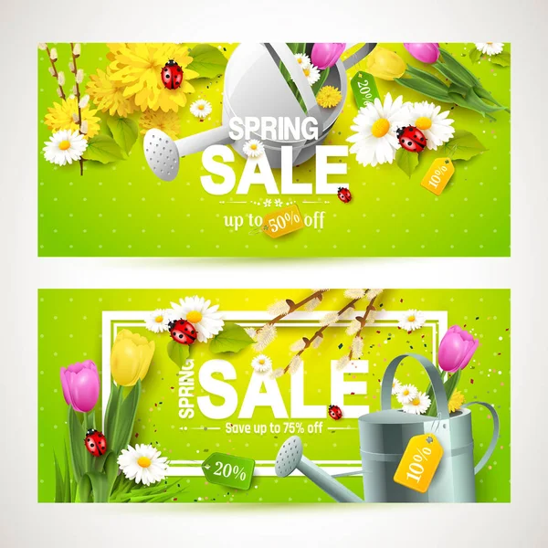 Cabeçalhos de venda de primavera ou banners — Vetor de Stock