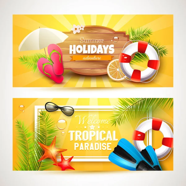 Summer holidays headers — Stock Vector