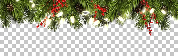 Bordure de Noël avec branches de sapin et cônes de pin — Image vectorielle