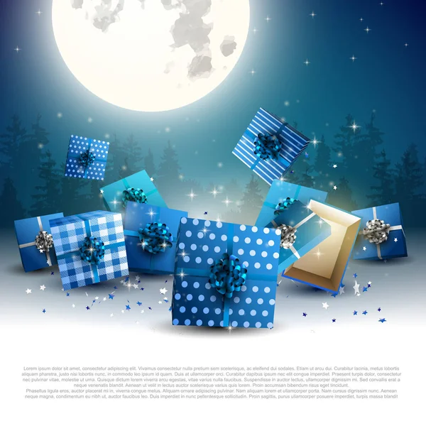 Cadeaux bleu Noël — Image vectorielle