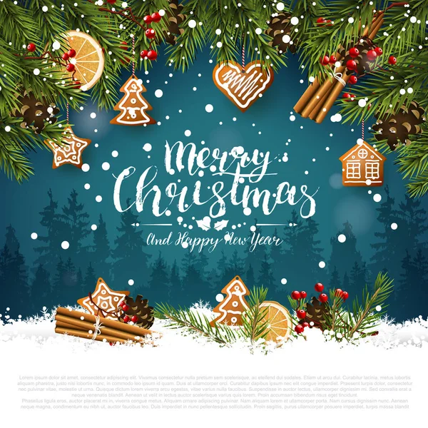 Traditionelle Weihnachtsgrußkarte — Stockvektor