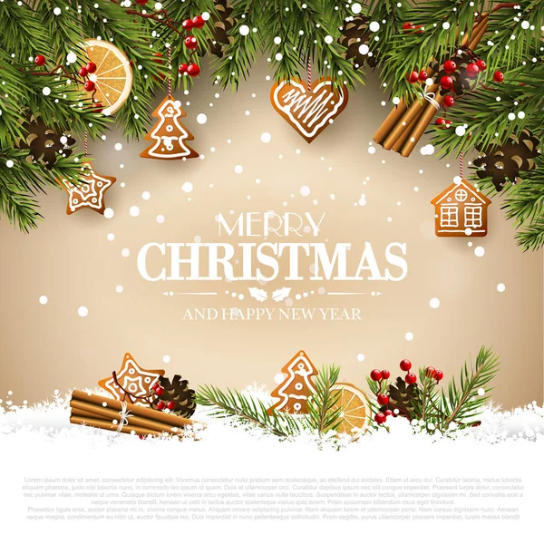 Traditionelle Weihnachtsgrußkarte lizenzfreie Stockvektoren