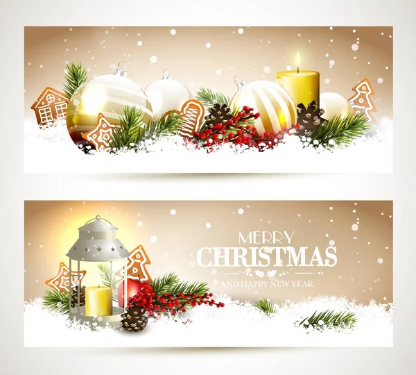 Cabeçalhos de Natal tradicionais ou banners Ilustrações De Stock Royalty-Free