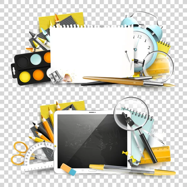 Készlet, iskolában háttérrel — Stock Vector