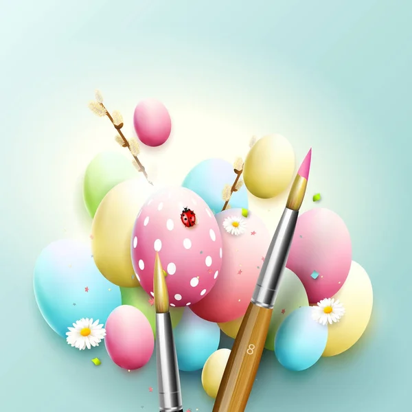 Coloridos huevos de Pascua — Vector de stock