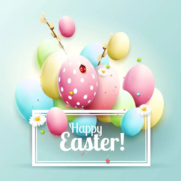 Tarjeta de felicitación colorida de Pascua — Vector de stock