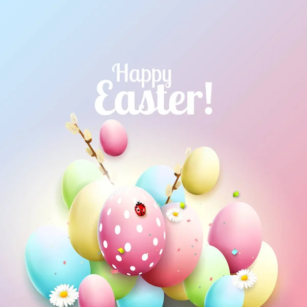 Tarjeta de felicitación colorida de Pascua — Vector de stock