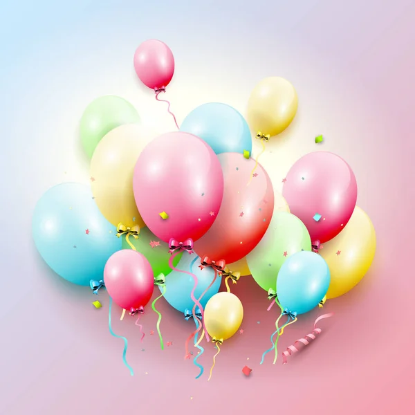 Colorato sfondo palloncini compleanno — Vettoriale Stock