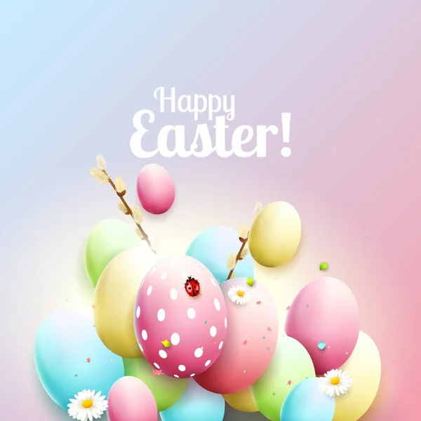 Színes Húsvéti üdvözlőlap Stock Illusztrációk