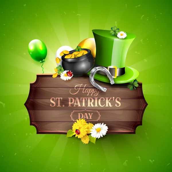 Tarjeta de felicitación del día de San Patricio — Vector de stock