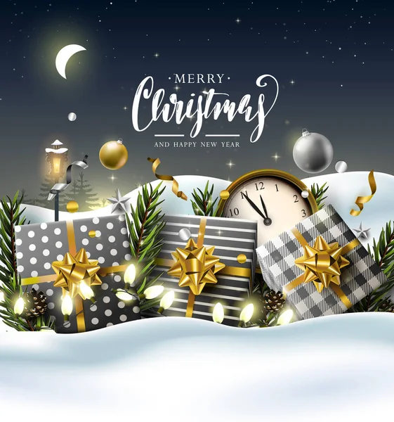 Cartão de felicitações de Natal com decorações tradicionais . —  Vetores de Stock
