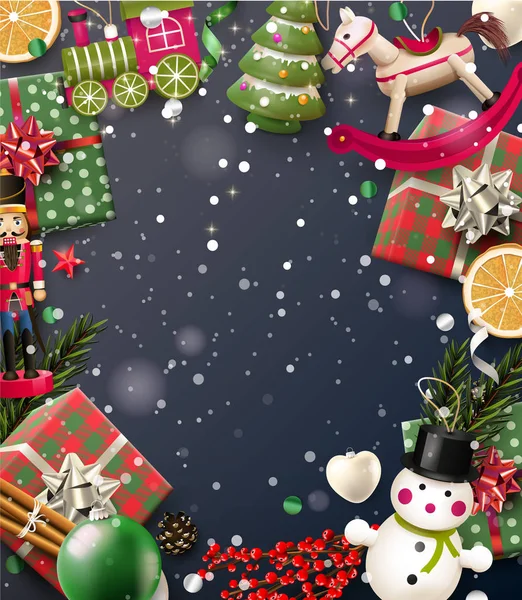 Kerstmis achtergrond met traditionele decoraties — Stockvector