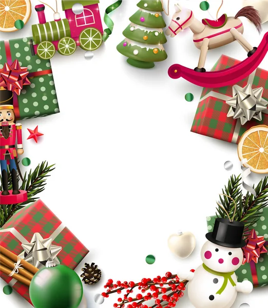 Fondo de Navidad con decoraciones tradicionales — Vector de stock