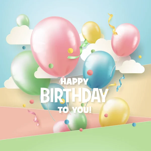Carte de vœux d'anniversaire mignon — Image vectorielle