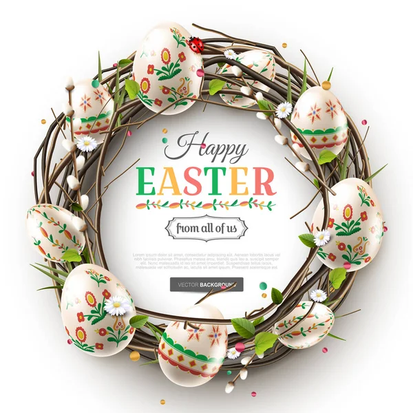 Traditional Easter wreath greeting card Stock Illustration