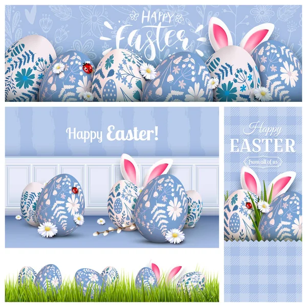 Stylish Easter banners and frames — ストックベクタ