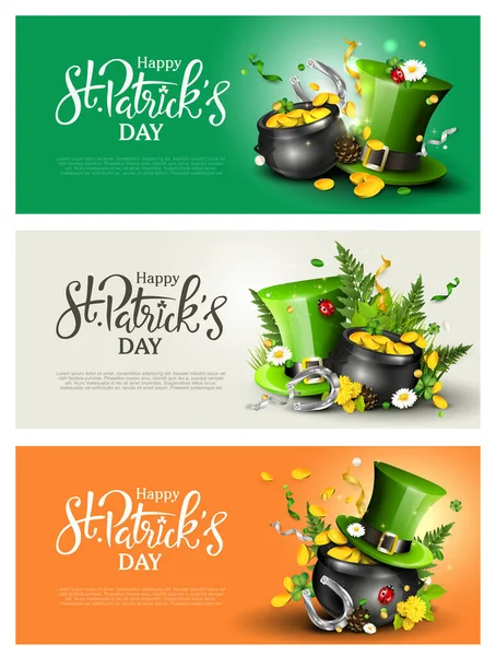 Cabeceras o banners del Día de San Patricio Vector de stock