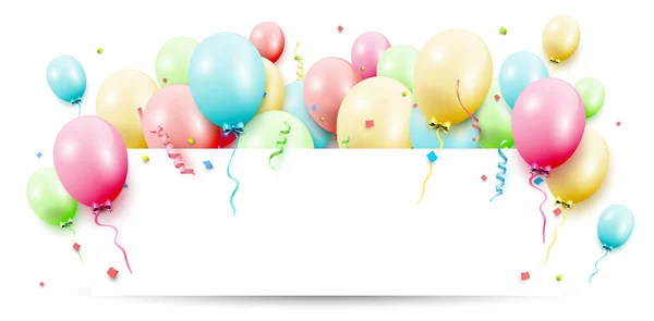 Πρότυπο Γενεθλίων Πολύχρωμα Μπαλόνια Γενεθλίων Λευκό Φόντο Royalty Free Διανύσματα Αρχείου
