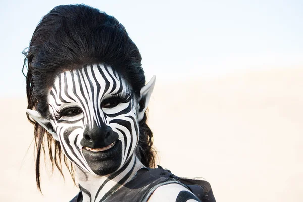 Smiling zebra woman — Stock Photo, Image