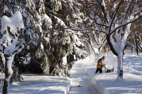Clearing with the snow blower — Stock Photo, Image