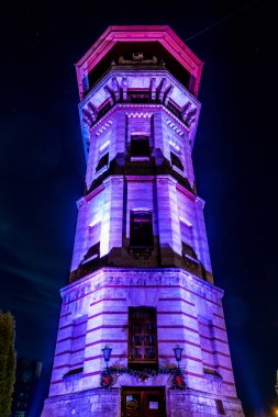 Chisinau old water city tower at night, Republic of Moldova clipart
