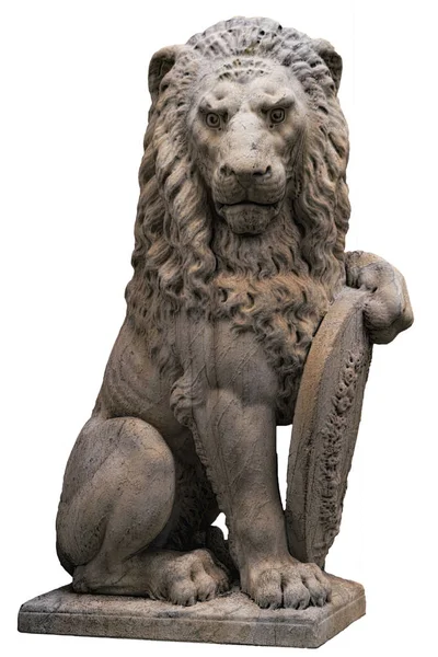 İtalyan aslan heykeli üzerinde beyaz izole