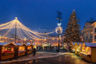 Sibiu, Romania - 27 November 2017: Christmas Market  in Sibiu ma