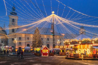 Sibiu, Romania - 27 November 2017: Christmas Market  in Sibiu ma