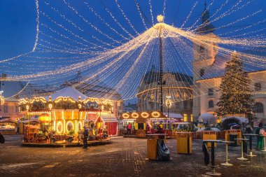 Sibiu, Romania - 27 November 2017: Christmas Market  in Sibiu ma