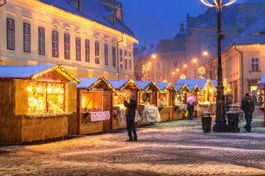 Sibiu, Romania - 27 November 2017: Christmas Market  in Sibiu ma