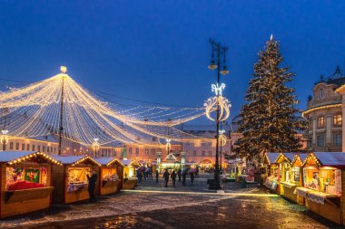 Sibiu, Romania - 27 November 2017: Christmas Market  in Sibiu ma