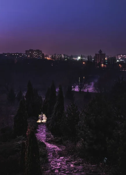 Chisinau, capitale della Moldavia, vista dall'alto di notte da un pa — Foto Stock