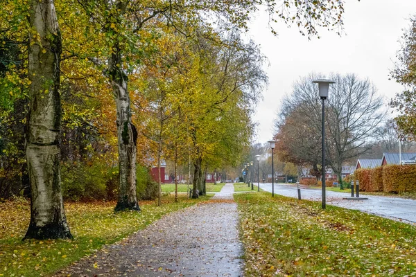 Herbst dänische straße im november in viborg, dänemark — Stockfoto