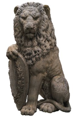 İtalyan aslan heykeli üzerinde beyaz izole