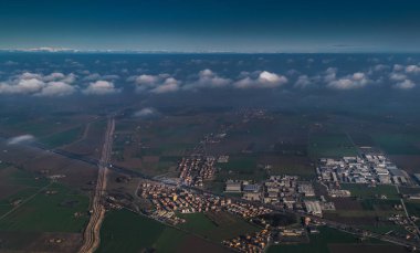 Bologna şehir bir uçaktan görüntülendi