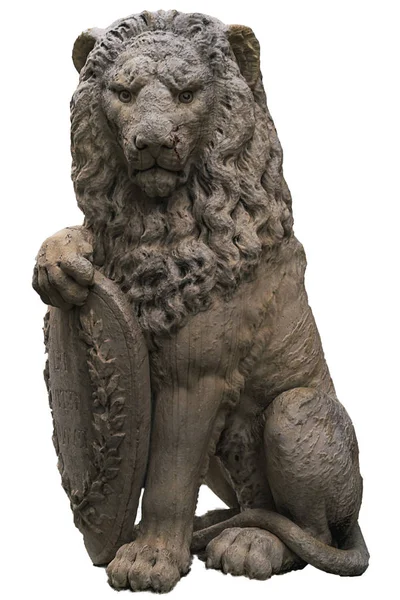 İtalyan aslan heykeli üzerinde beyaz izole