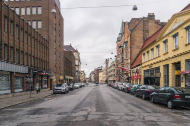 Malmö, İsveç - 23 Ekim 2016: Malmo, İsveç'in Merkezi mimari yapıların farklı türleri
