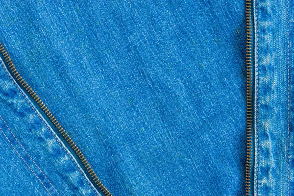 Nahaufnahme Bild von Denim-Textur und Reißverschluss für Hintergrund — Stockfoto