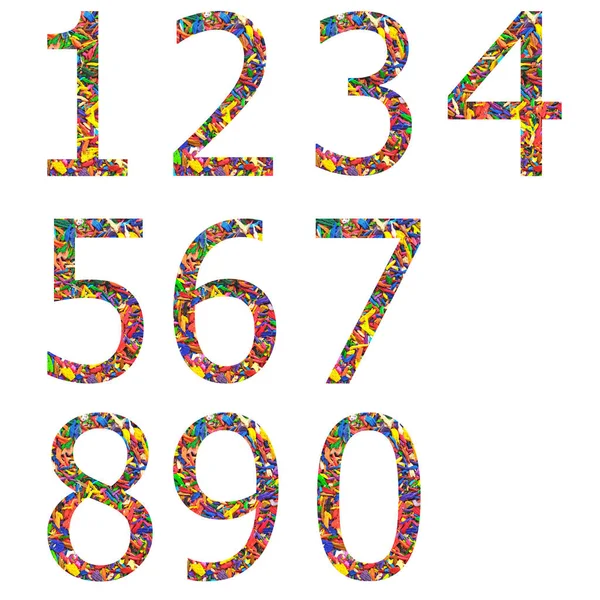 Zestaw Kolorowych Liczb Izolowanym Białym Tłem — Zdjęcie stockowe