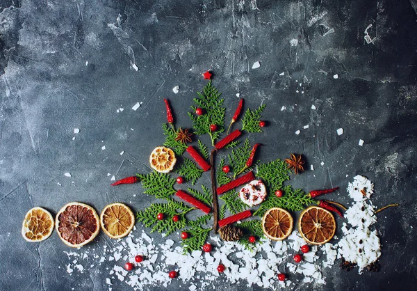 Lapos feküdt a szezonális karácsonyi dekoráció, téli ünnepek koncepció — Stock Fotó