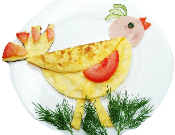 Kreatív élelmiszer habart tojást reggelivel — Stock Fotó