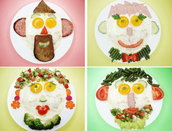 Desayuno de huevo creativo para la forma de cara infantil —  Fotos de Stock