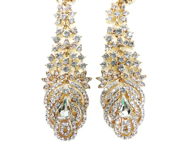 Σκουλαρίκια με φωτεινά κρύσταλλα κοσμήματα — Φωτογραφία Αρχείου