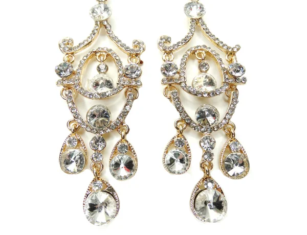 Boucles d'oreilles avec des cristaux brillants bijoux — Photo