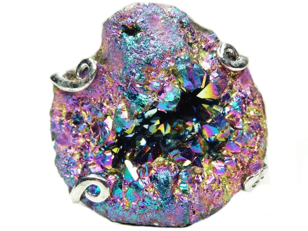 Crystal aura titan geode geologiczne Kwarce — Zdjęcie stockowe